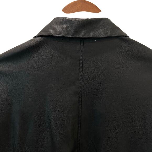Max Studio Faux Leather Button Down Shirt Black Edgy Streetwear Women’s Medium - Picture 9 of 15